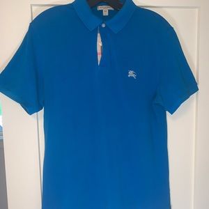 Blue Burberry Brit Nova Check Polo (Medium)